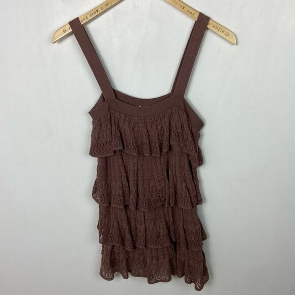 Anthropologie Moth Brown Tiered‎ Layer Ruffle Tunic Top Size XS Bohemian Boho - Picture 5 of 10
